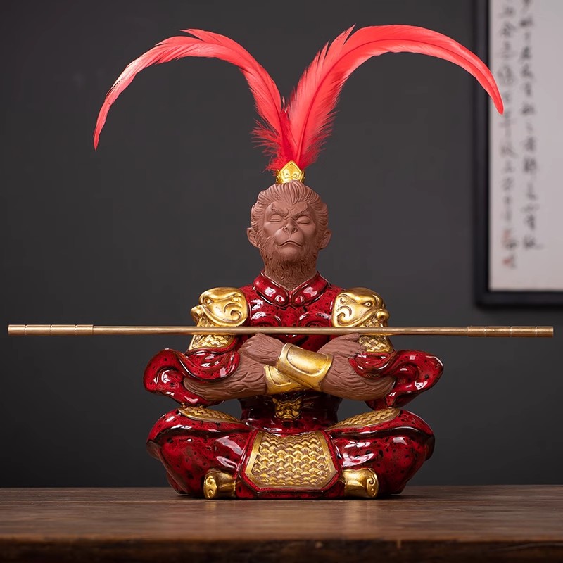 齐天大圣孙悟空中式紫砂陶瓷高档家居客厅办公室桌面装饰茶室装饰