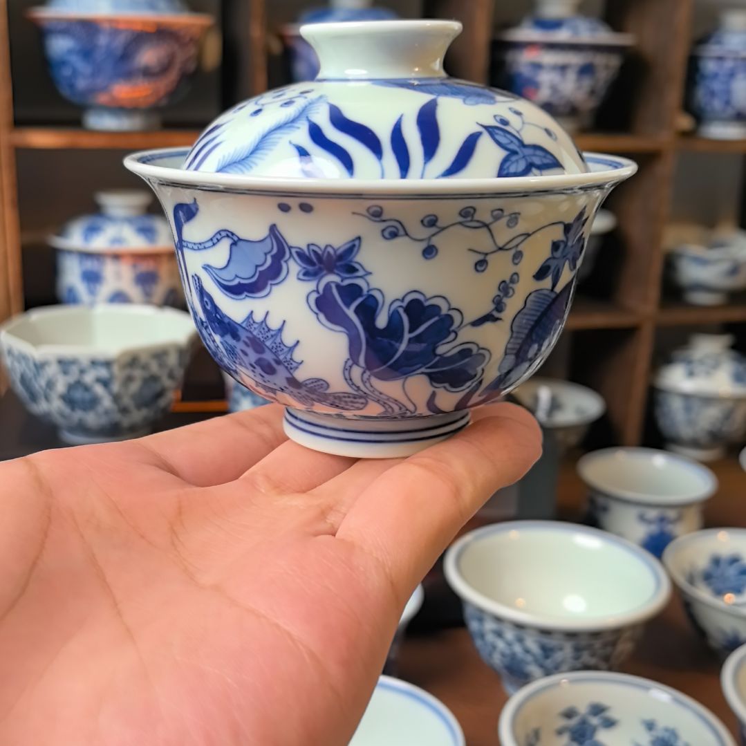 仿清鱼澡两才盖碗150cc