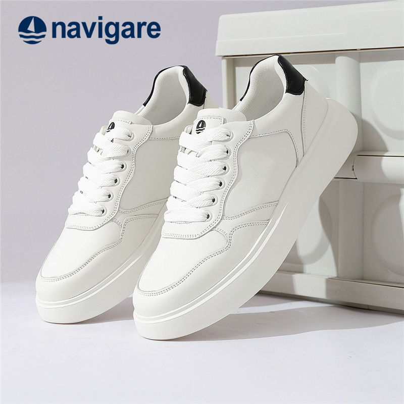Navigare意大利小帆船头层牛皮板鞋2025春夏季新款休闲商务鞋男鞋