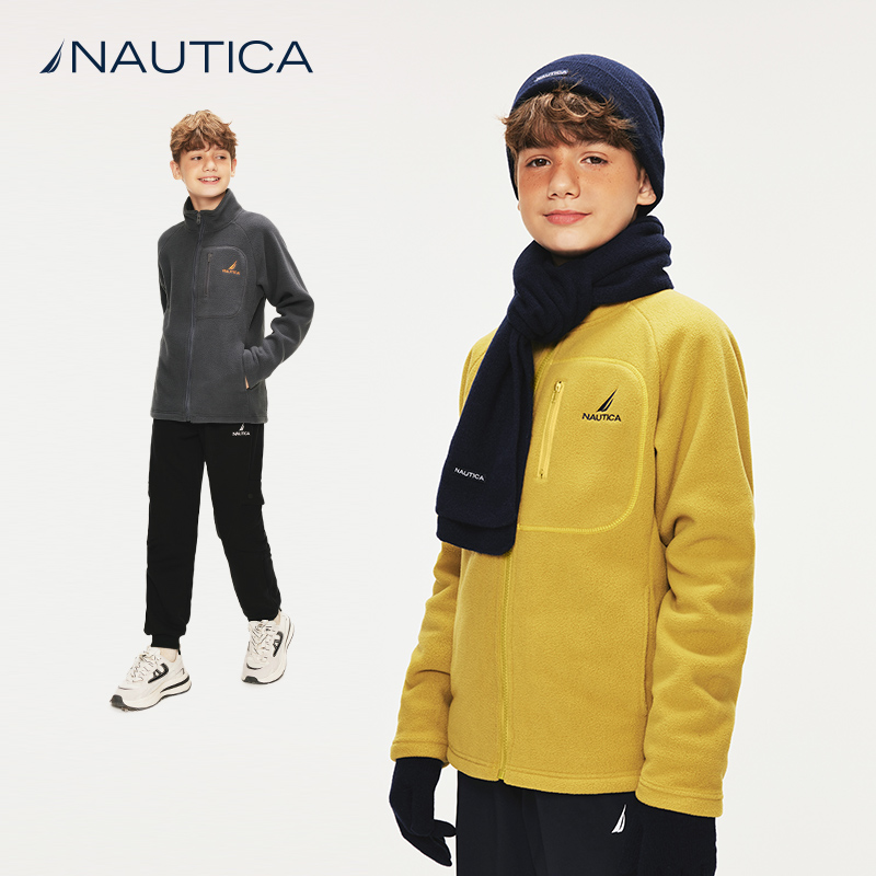 NAUTICA/诺帝卡童装户外经典抓绒衣秋冬季儿童摇粒绒外套