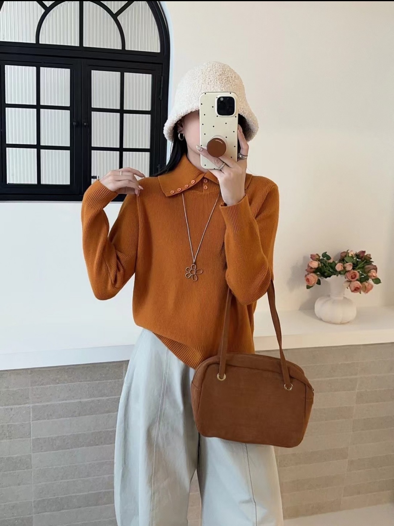 宽松型中国风女针织秋季毛针织衫时尚韩版套头短款