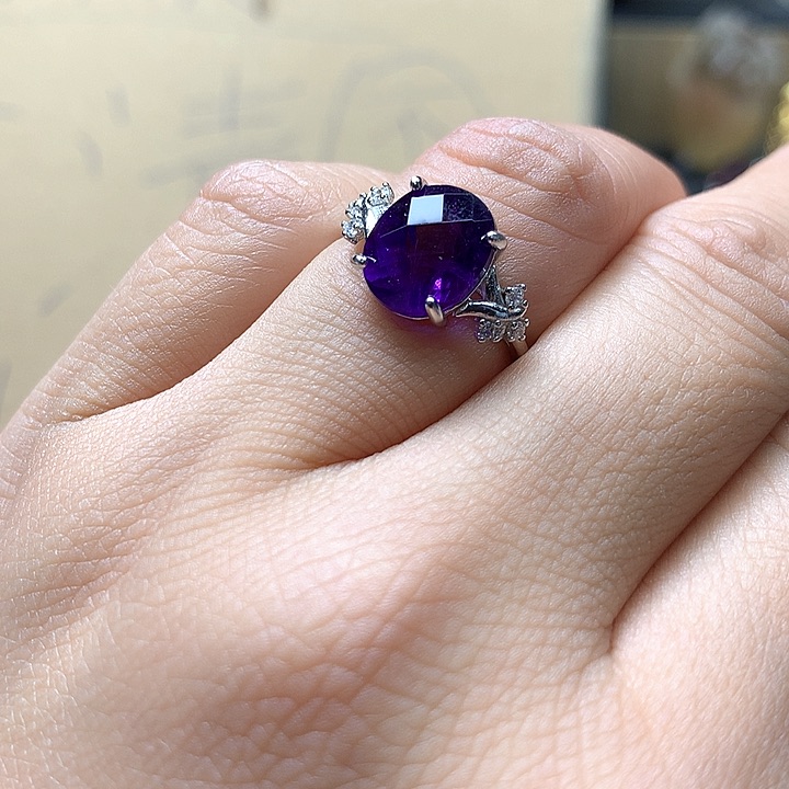 水晶水晶戒指银S925镶嵌