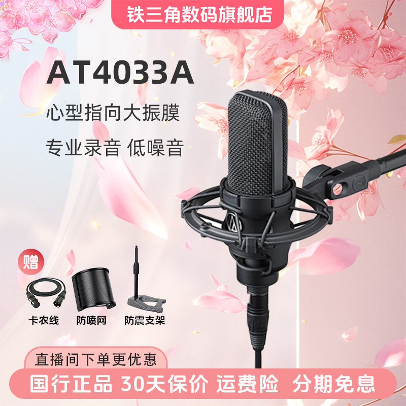 铁三角AT4033a电容录音有声书唱歌直播话筒录音棚游戏麦克风网红