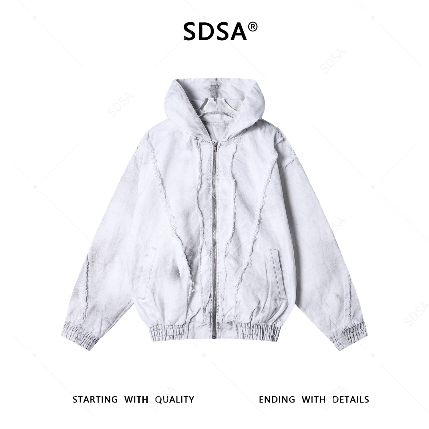 SDSA男士秋冬新款痞帅男装美式高街拼接连帽夹克外套百搭时尚上衣