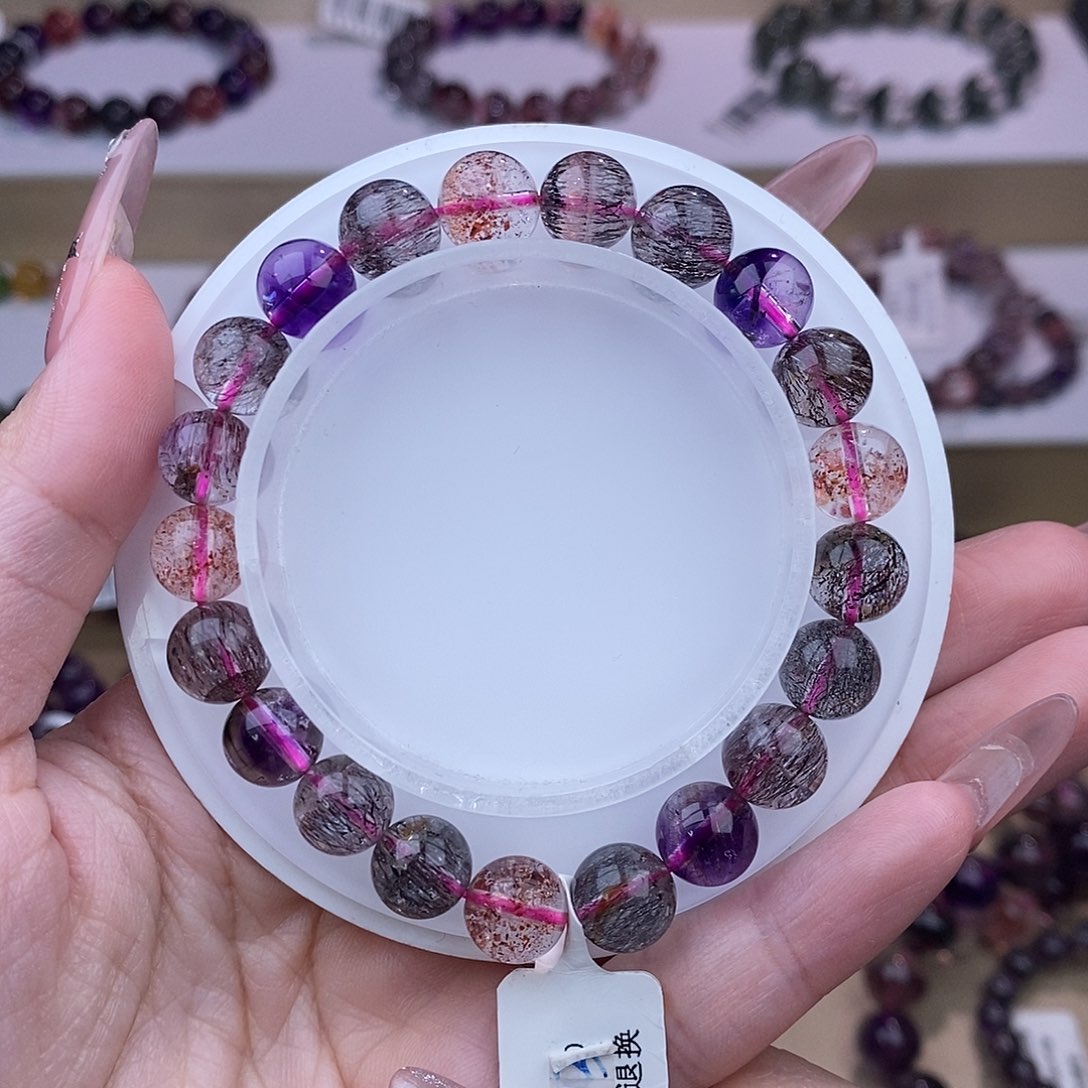 水晶手链未镶嵌黑加仑超七9m+