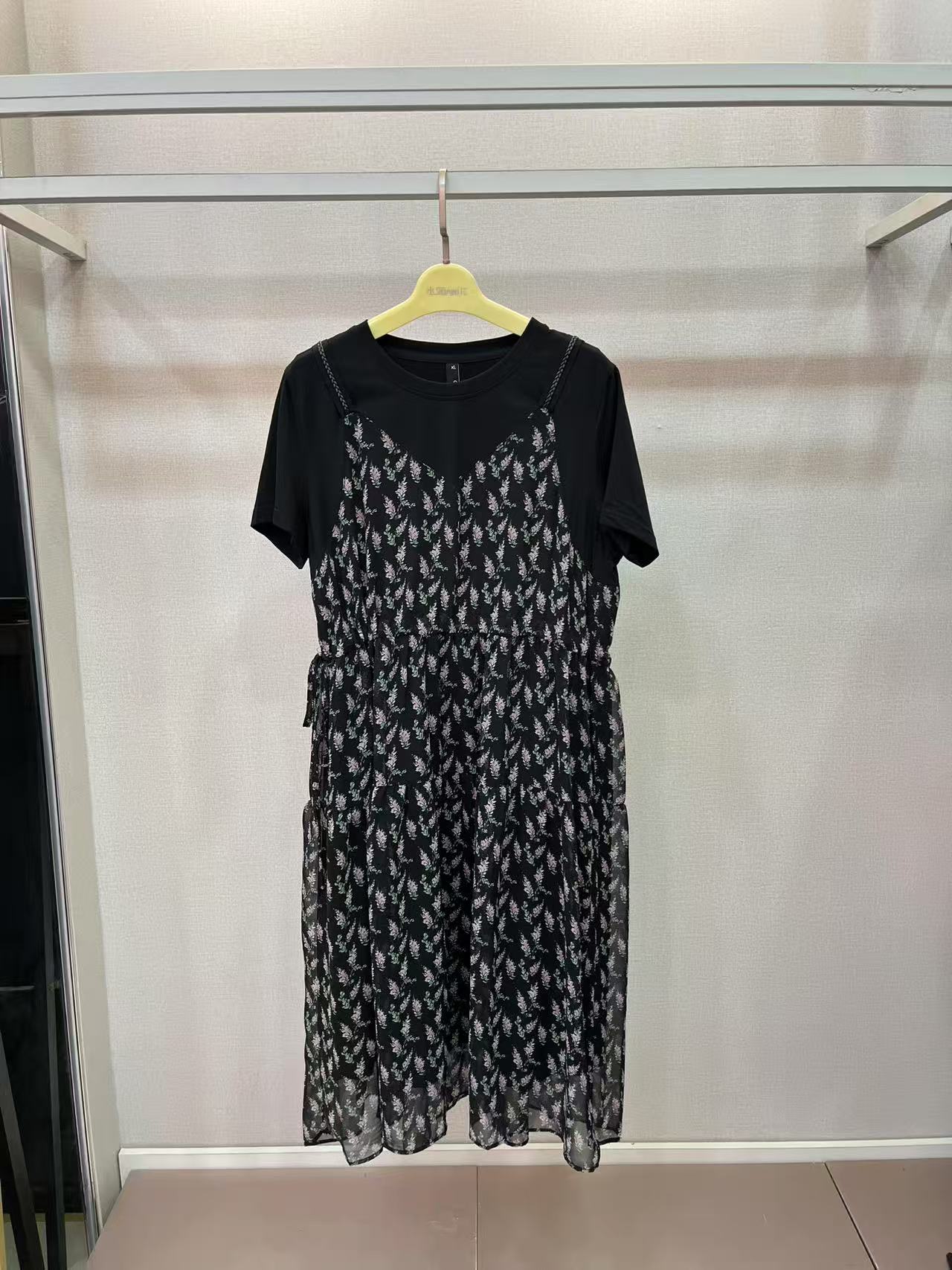 水淼2025夏季新品雪纺拼接连衣裙0418