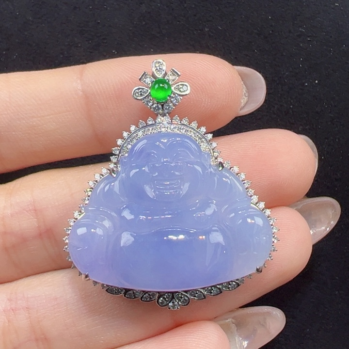 翡翠18K金镶嵌吊坠(不含链)佛公