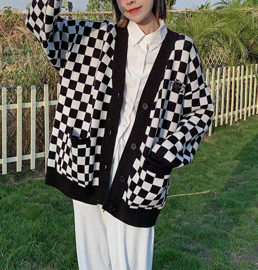 毛衣开衫外套男女春秋ins国潮基础款秋冬春游风V领百搭圆领衫8076