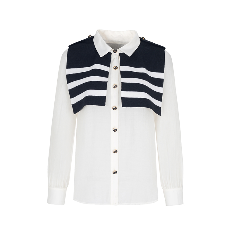 【品牌】商场同款新品可拆针织披肩莱赛尔衬衫N048A33340