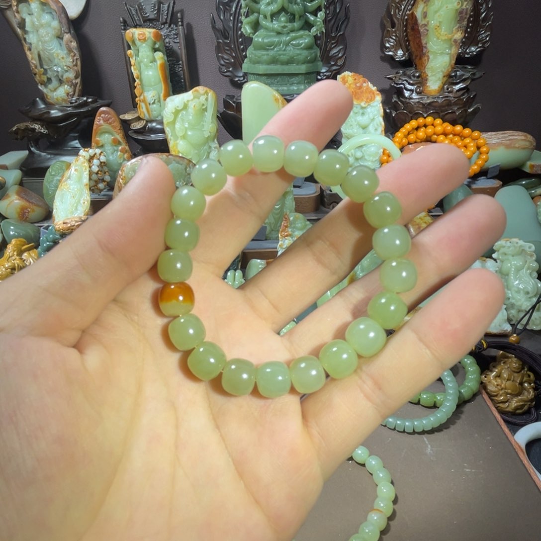 透闪石质玉手串 黄白未镶嵌