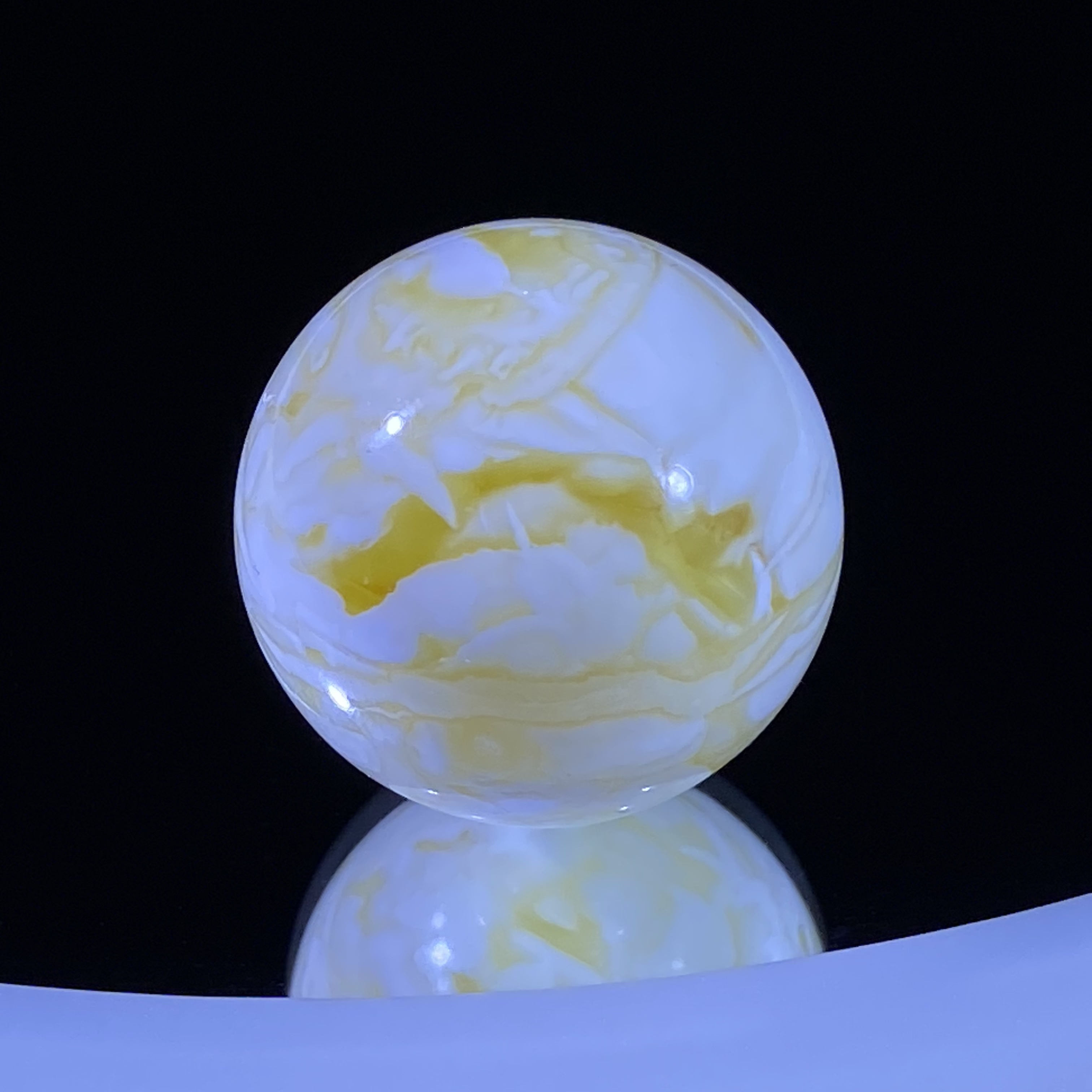 21.8mm漆瓷白虎皮妖花蜜蜡圆珠 全品配串好看妖