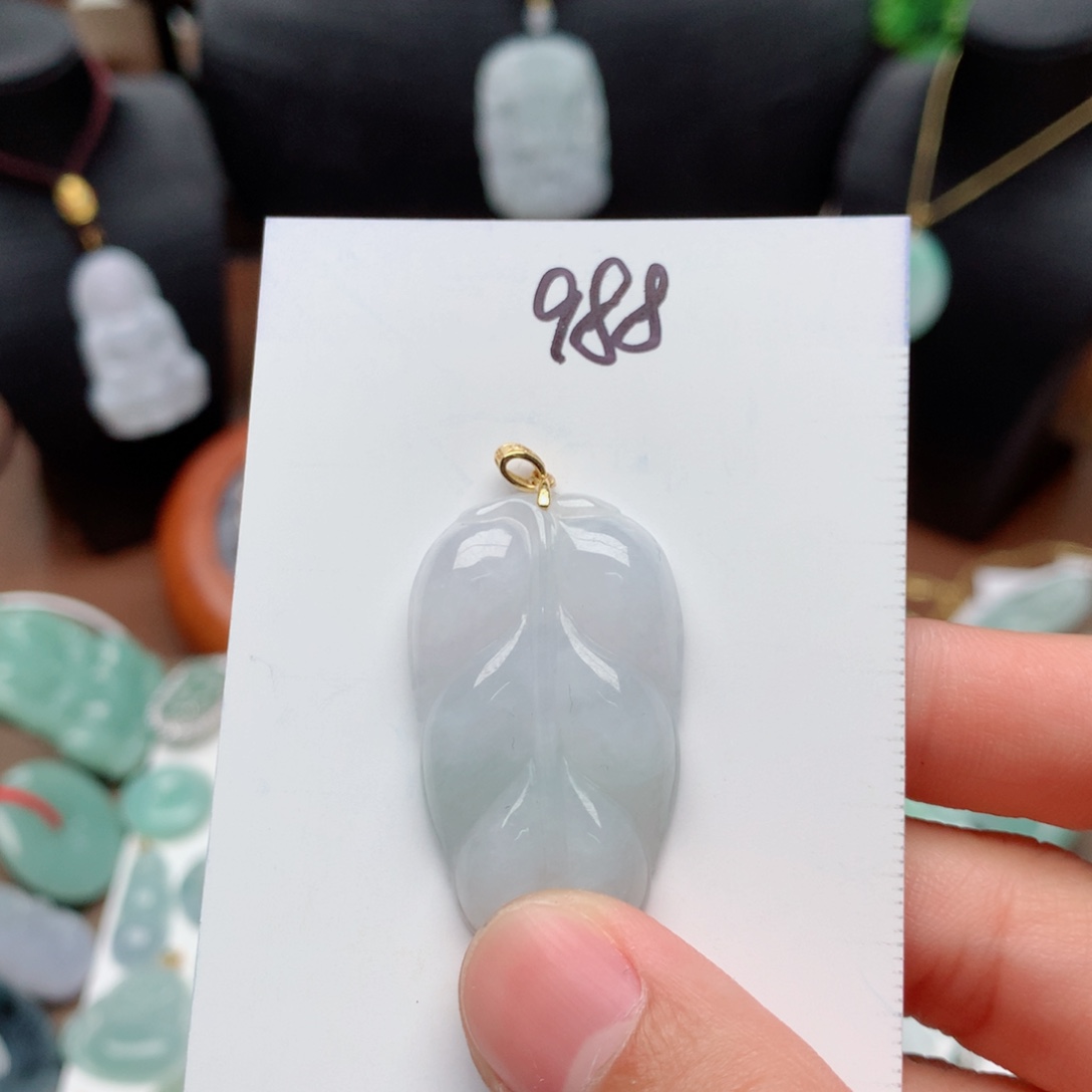 翡翠颈饰银S925镀金镶嵌吊坠