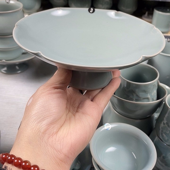 摆件陶小号高足果盘微瑕89889