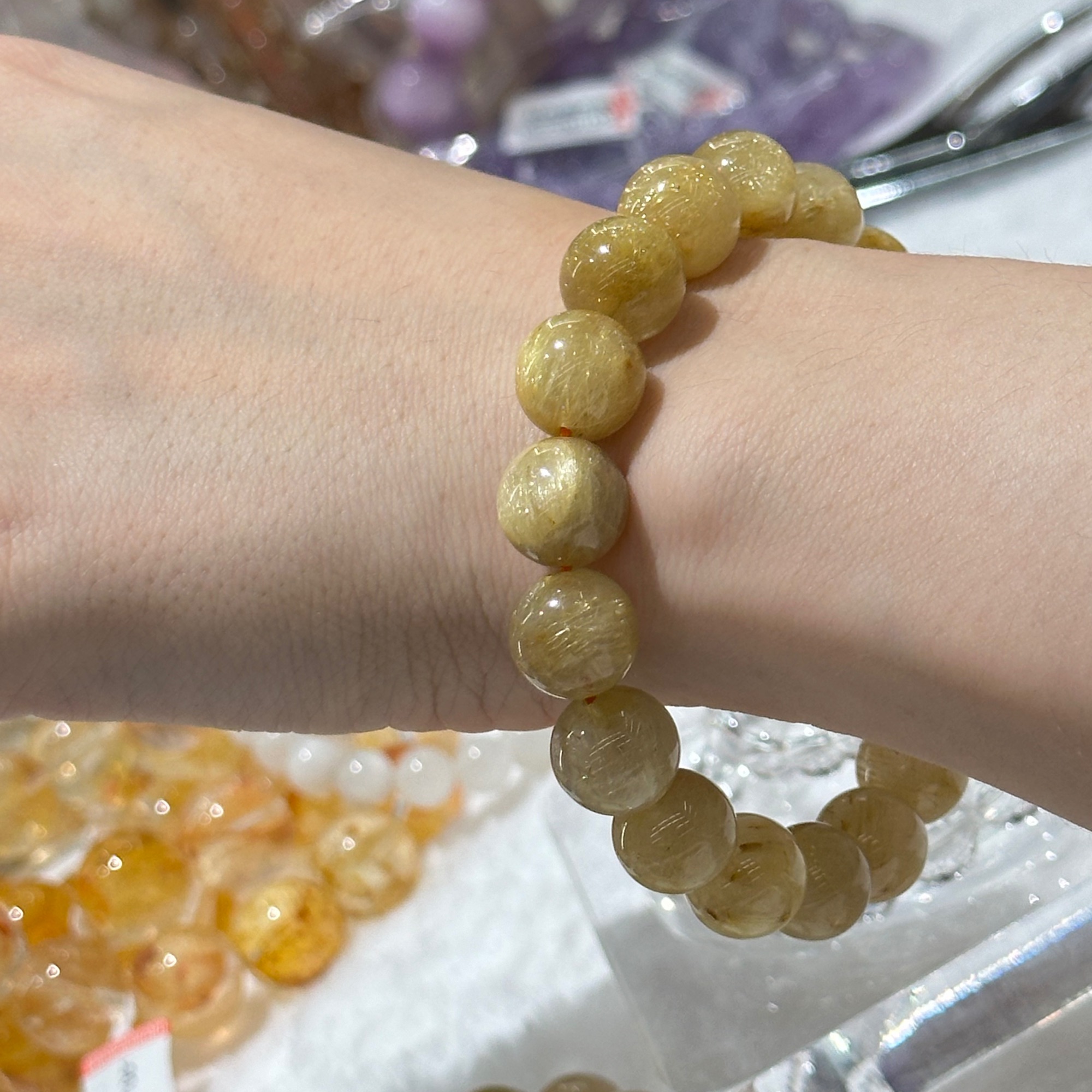 金发晶水晶高货卡12+（手串随缘不支持退还介意勿拍）