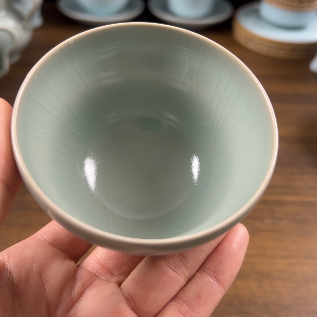 瓷杯子仿古釉水折腰杯