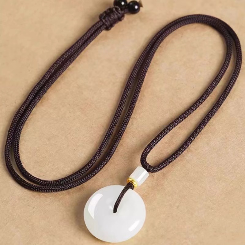 非金属珐琅吊坠 新疆白色平安扣吊坠挂件