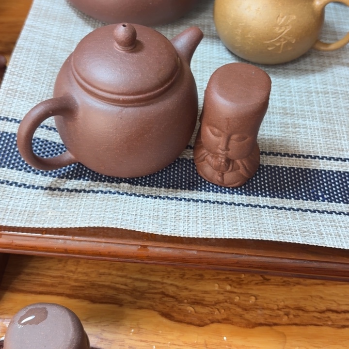 紫砂茶壶紫泥底槽青匏尊150cc