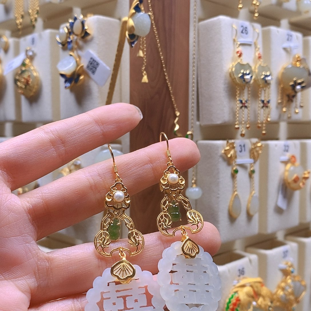 和田玉颈饰银S925镶嵌