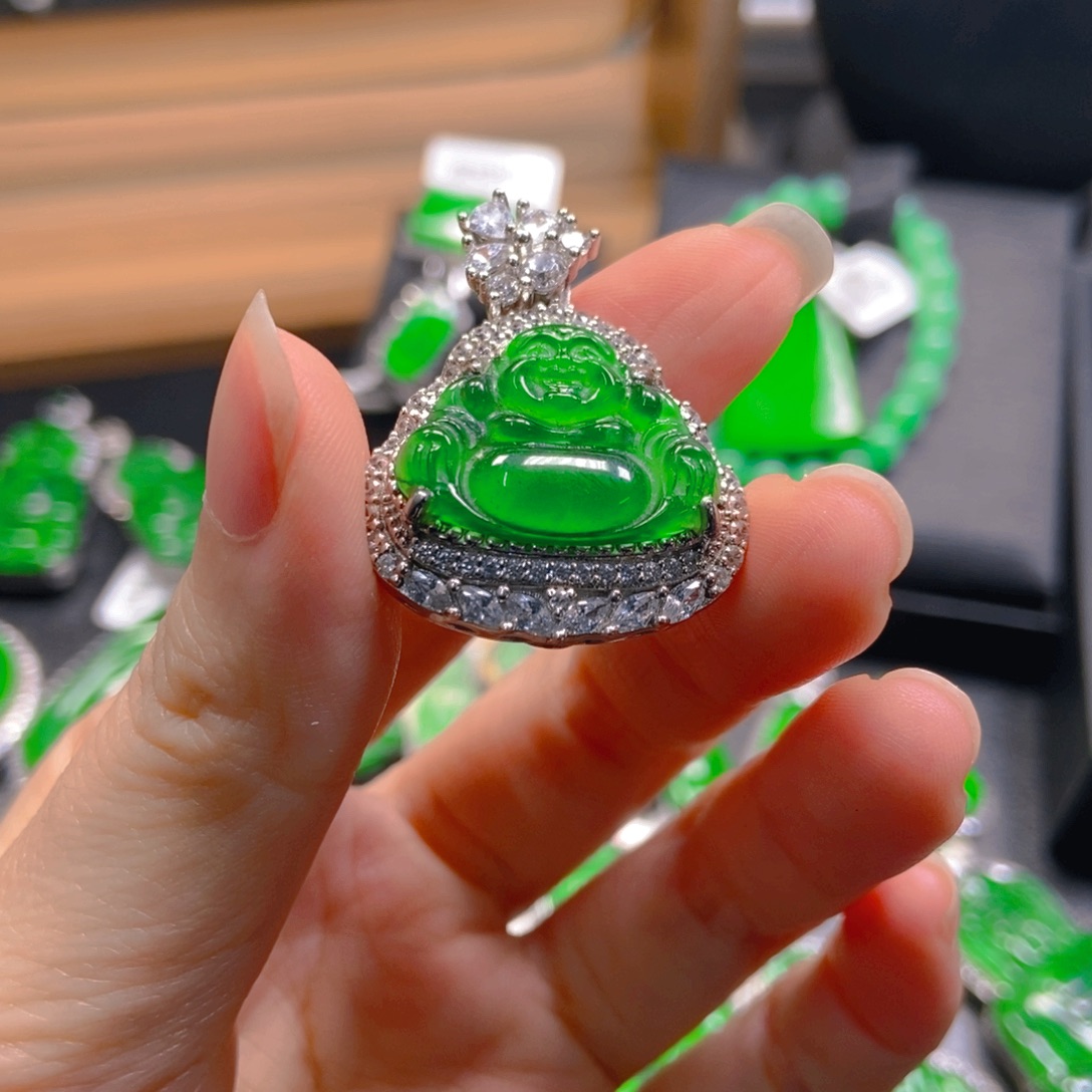 翡翠银S925镶嵌吊坠(不含链)