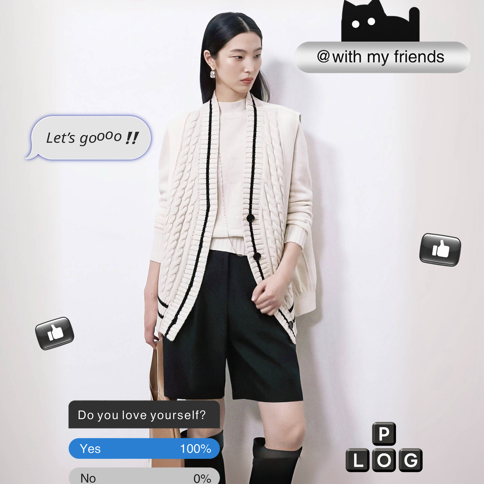 2275针织绗缝羽绒马甲白色，慵懒针织+绗缝羽绒，保暖时髦两不误》