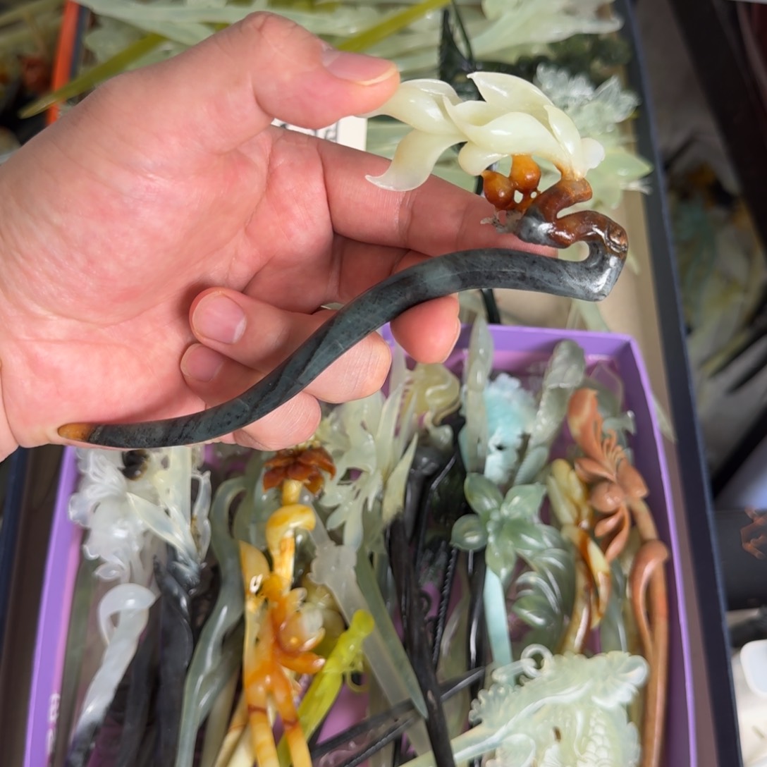 岫玉发饰未镶嵌明君玉簪就是好看