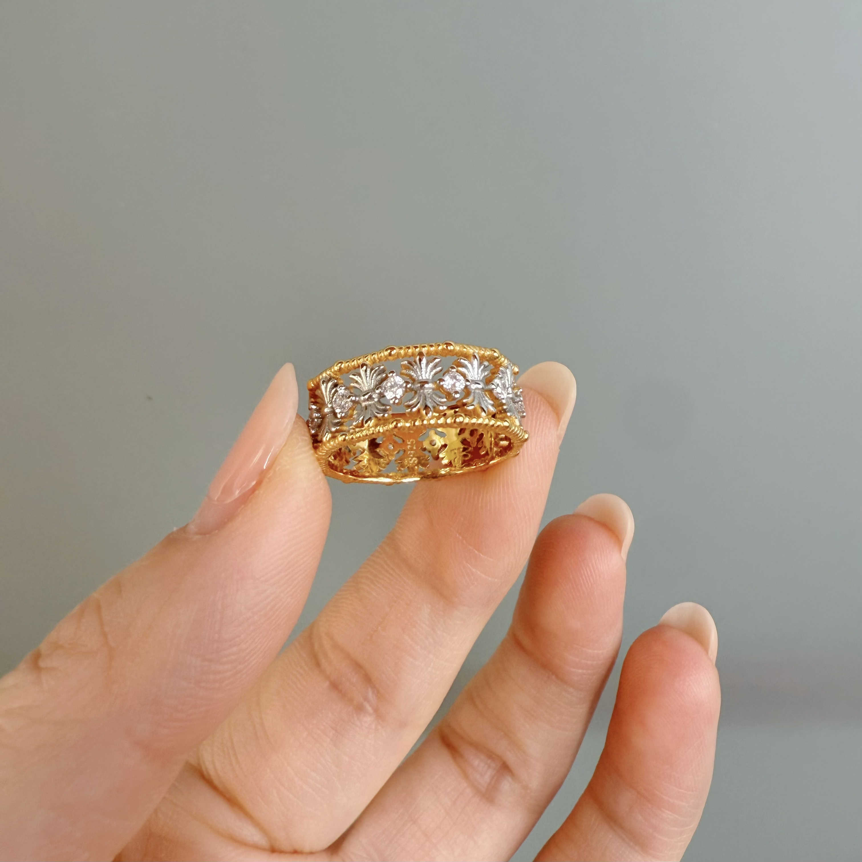 925银戒指 纯银鸢尾花十字架戒指