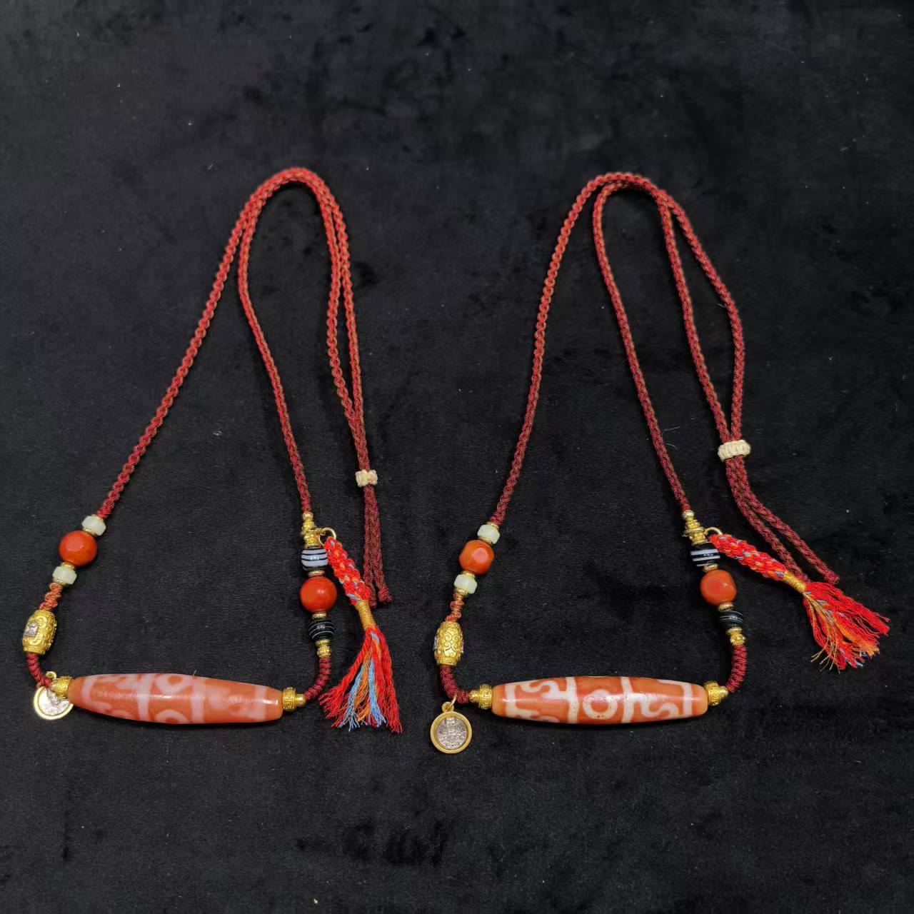 【曹美丽精选】H62856-玛瑙diy脖挂（莲师三）-多样性发其一-13*58mm