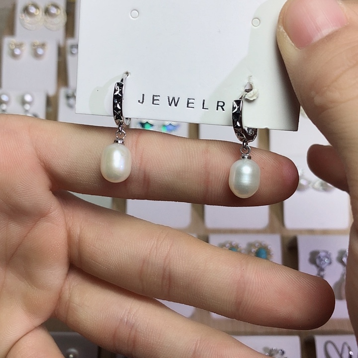 淡水珍珠耳饰银S925镶嵌