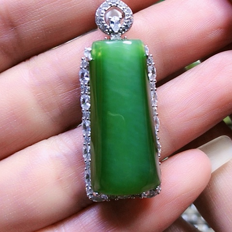 和田玉银S925镶嵌挂件