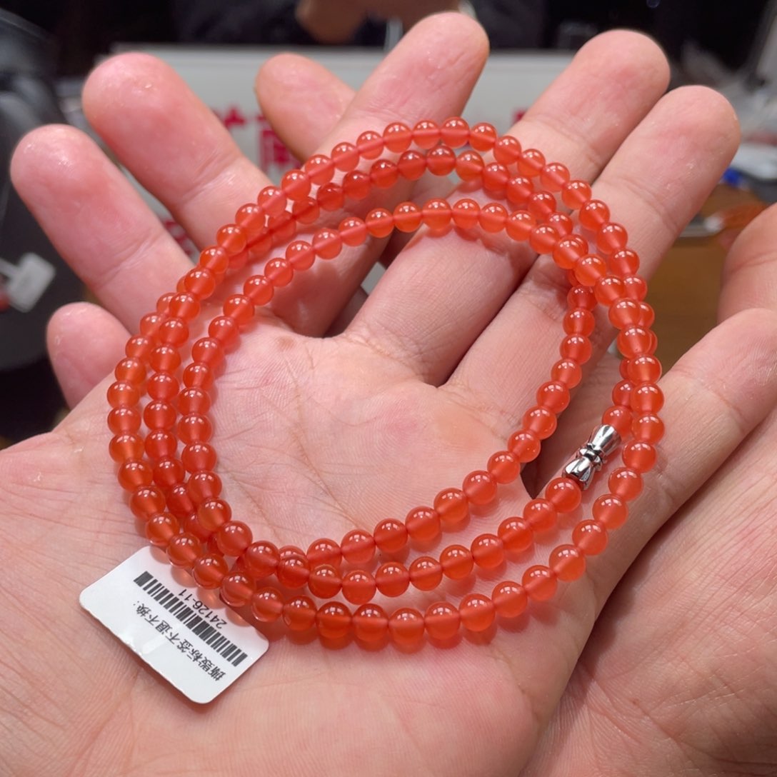南红玛瑙多圈未镶嵌5mm➕冰红108