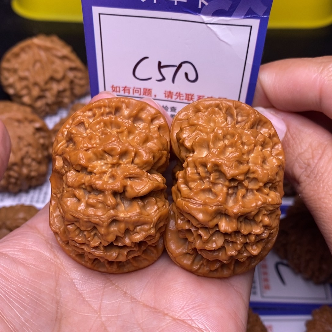 文玩核桃把件50矮桩官帽c510