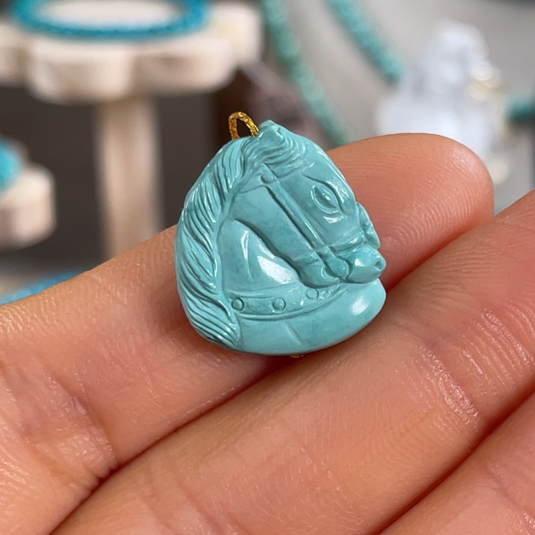 绿松石未镶嵌套链马到成功