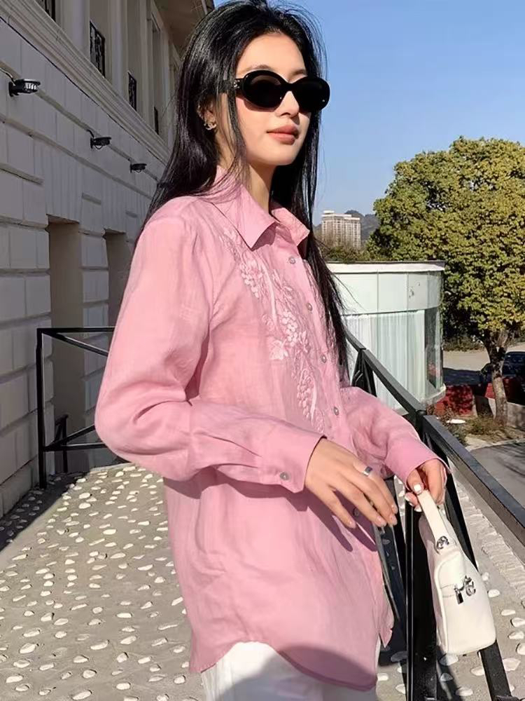 2025新款女春秋款宽松遮肉显瘦衬衣高级感轻奢上衣10036