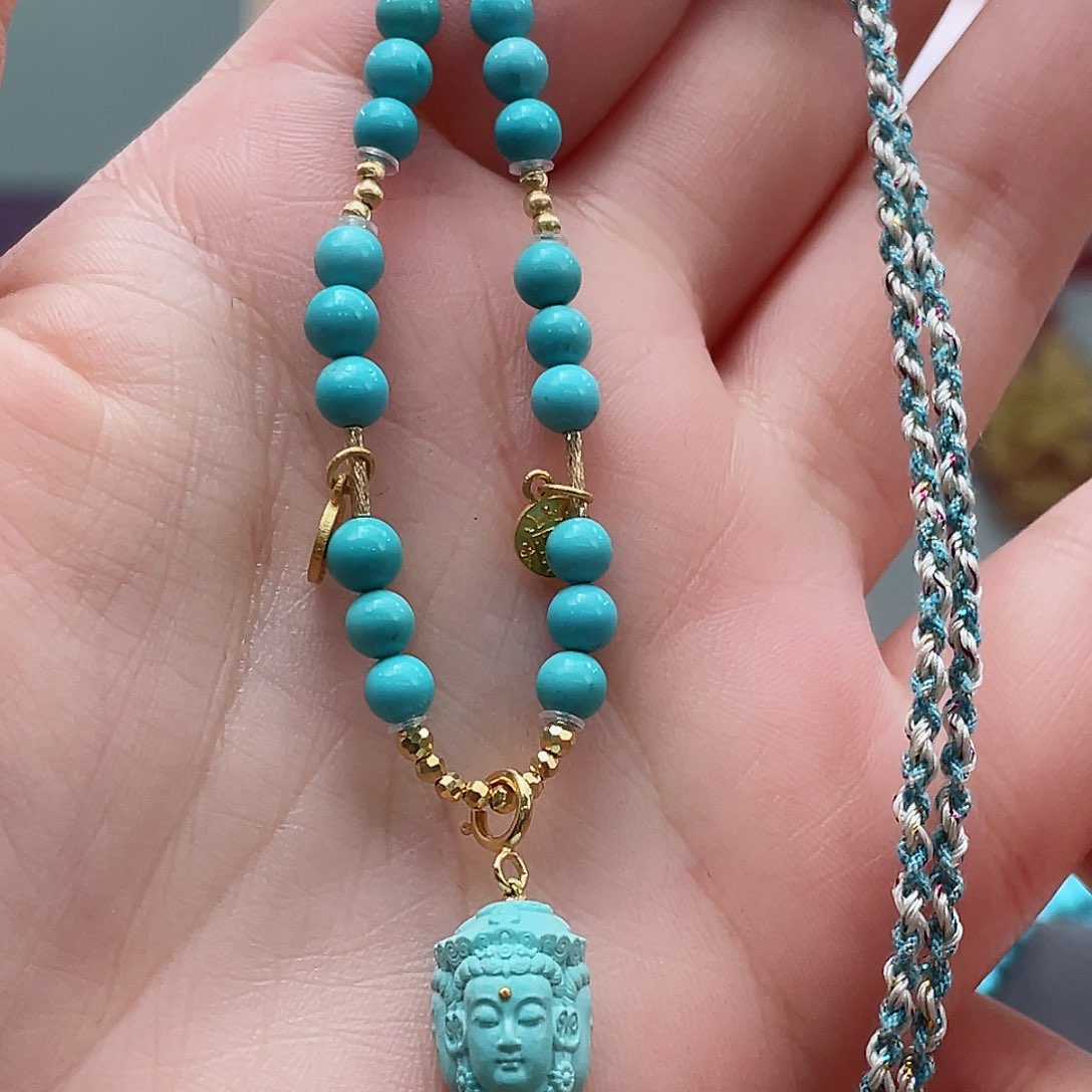 绿松石颈饰18K金镶嵌