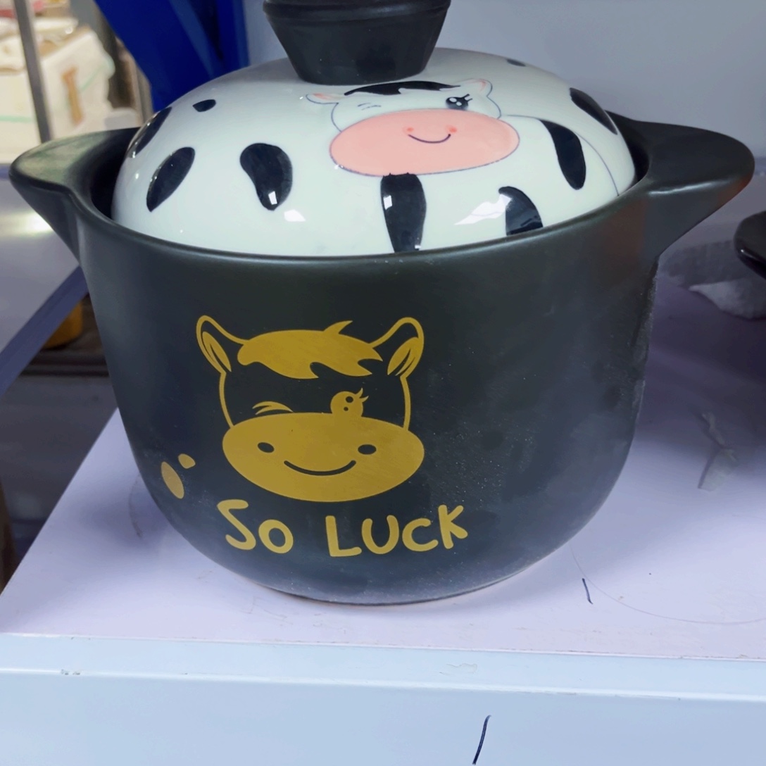 家***妹新骨瓷白色奶牛砂锅一个