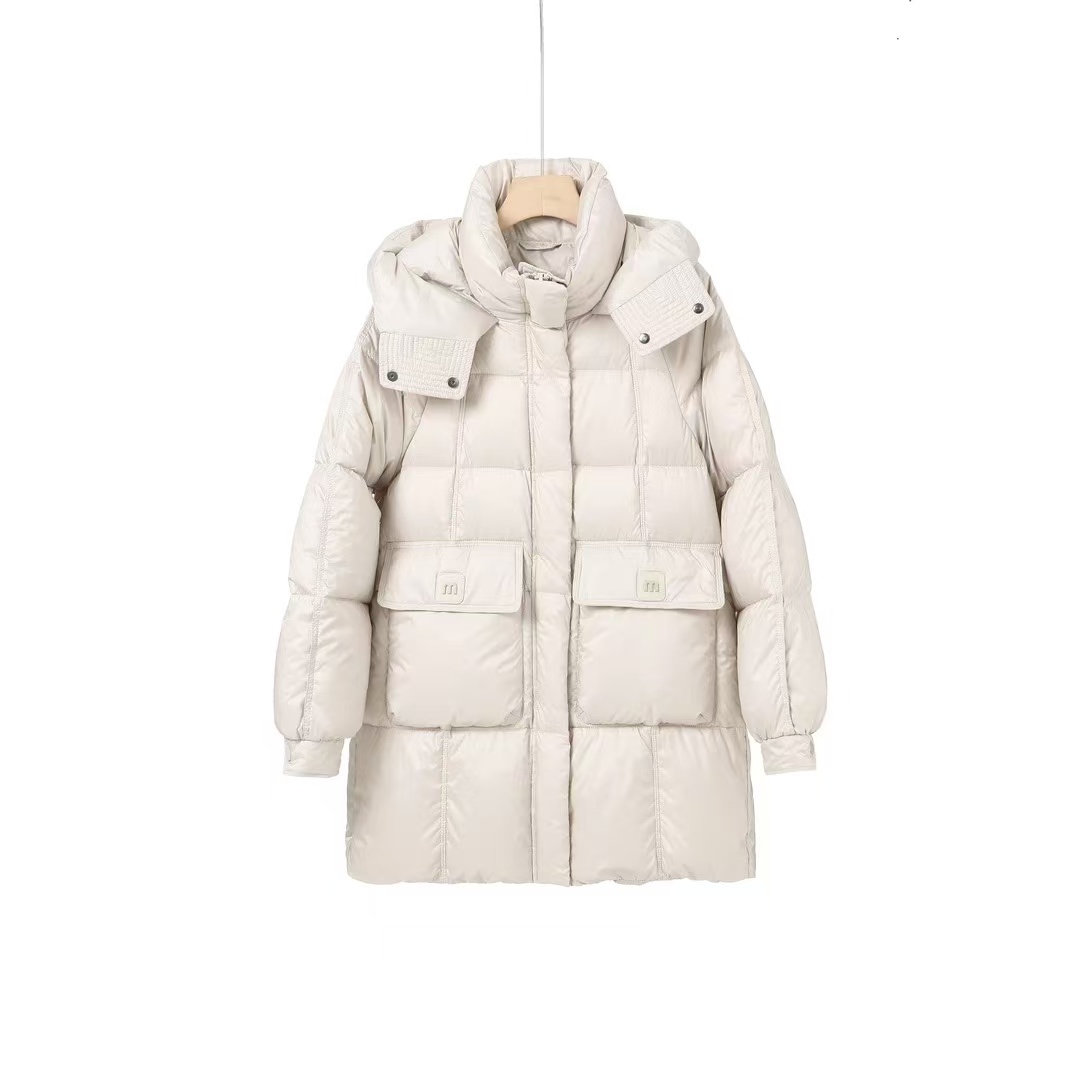 气质冬季新款短款90鹅绒服韩版拼接款针织宽松连帽时尚852