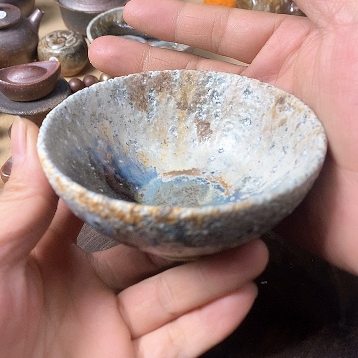 杯手工粗陶、柴烧茶器