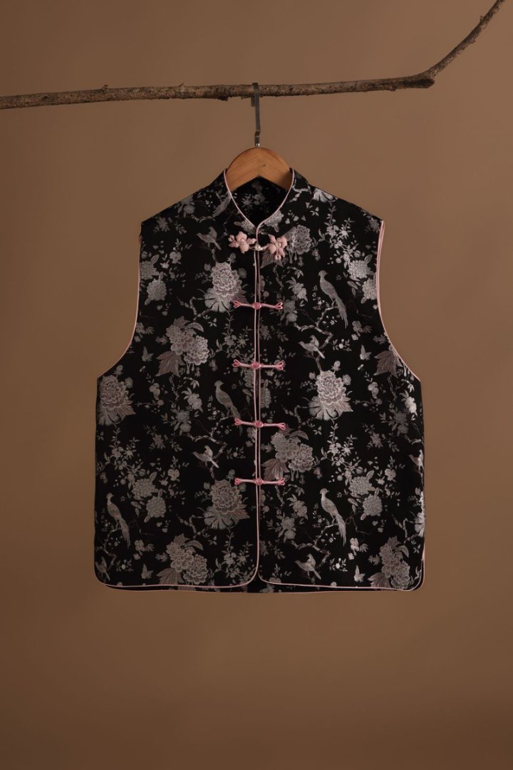 【上久楷芙蓉锦鸡螺钿款】新中式满分桑蚕丝马甲上衣复古女装1