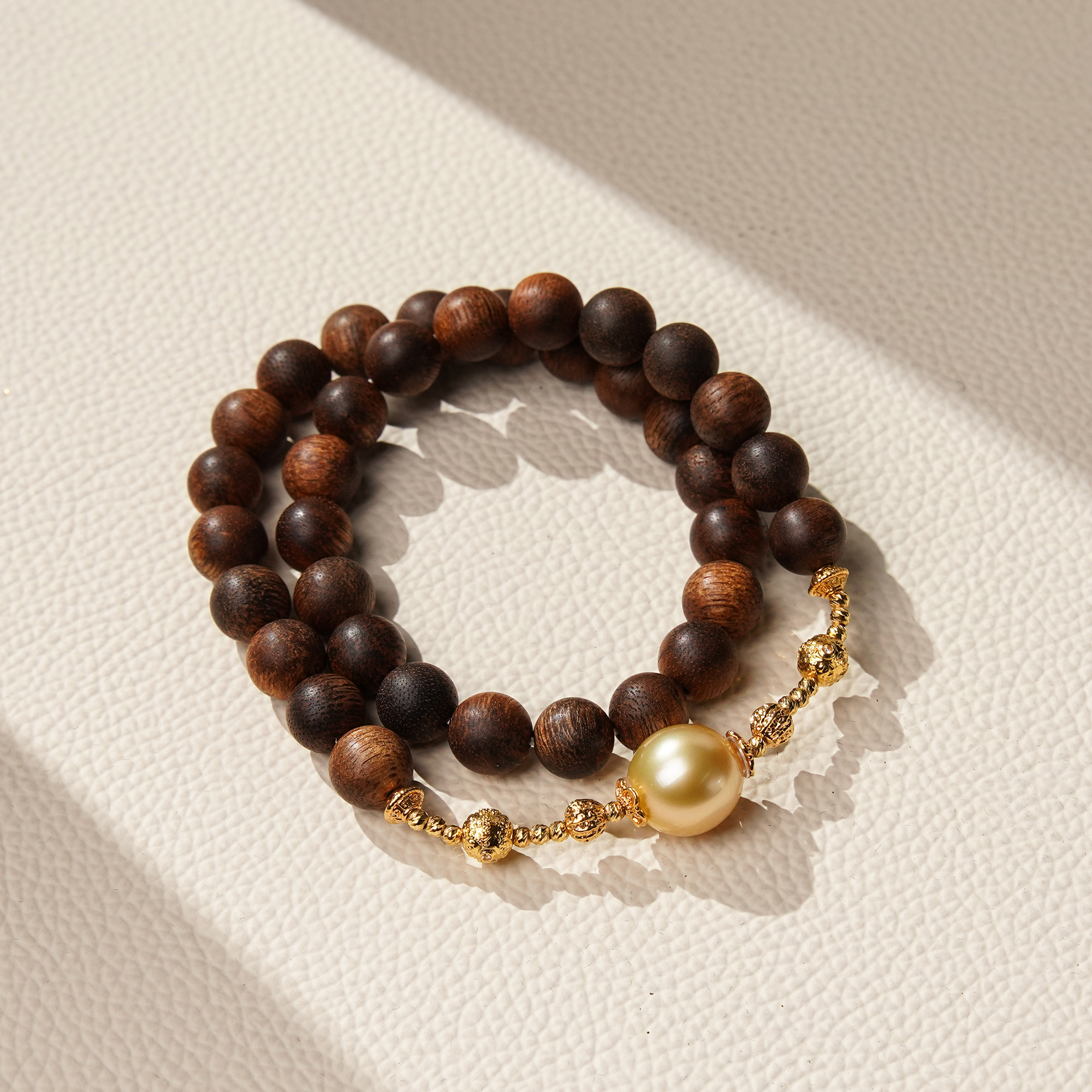 沉香富国岛倒架9m+DIY18k南洋金珠双圈CFG0027