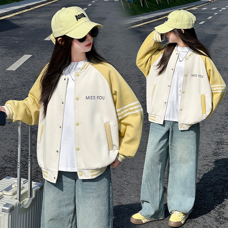 女童外套春秋款2025新款中大童网红洋气儿童休闲时髦棒球服上衣潮