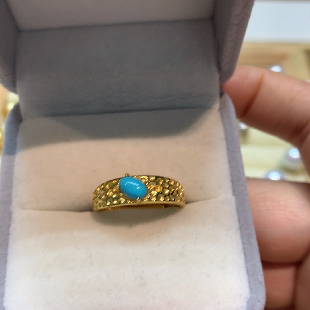 绿松石戒指银S925镶嵌