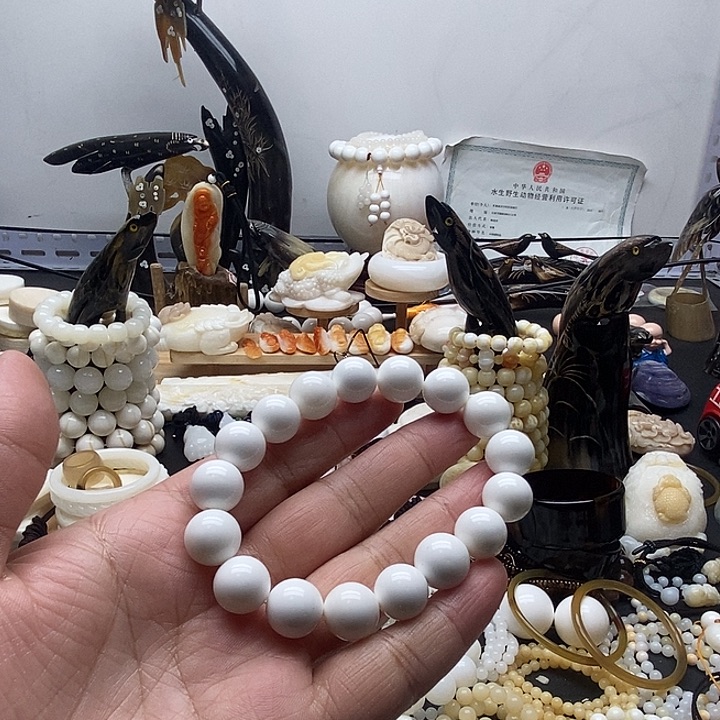 非金属贝壳贝雅轩工艺品全白通货1.2单圈50条