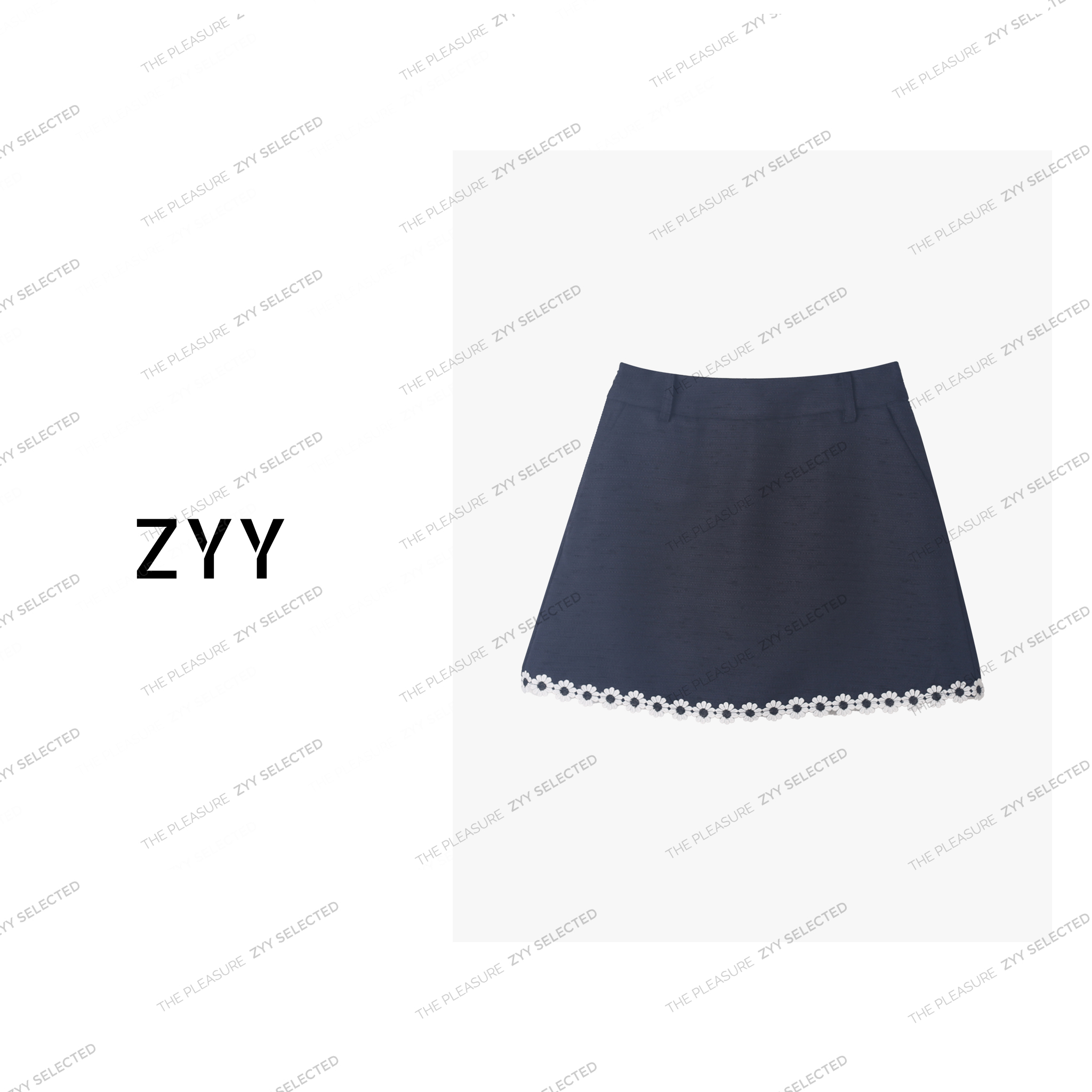 ZYY【西西里花】2025S/S新品小香拼接小雏菊花边短裙女X25XDQ01316