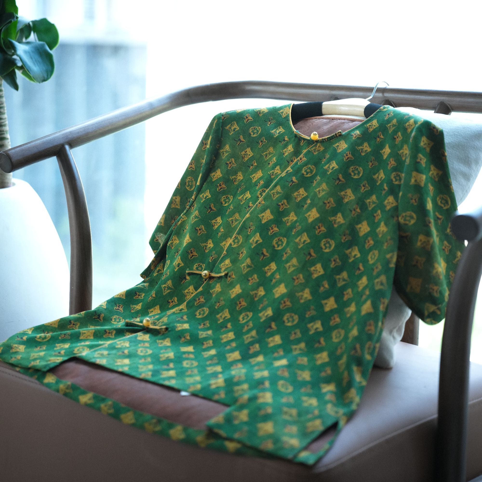 『观澜』新中式满分桑蚕丝红云纱国风短袖DHSC5524