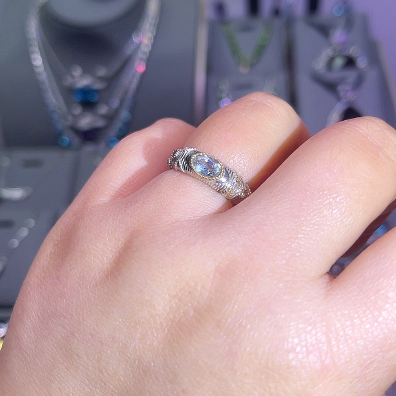 【闪购商品】海蓝宝石戒指银S925镶嵌