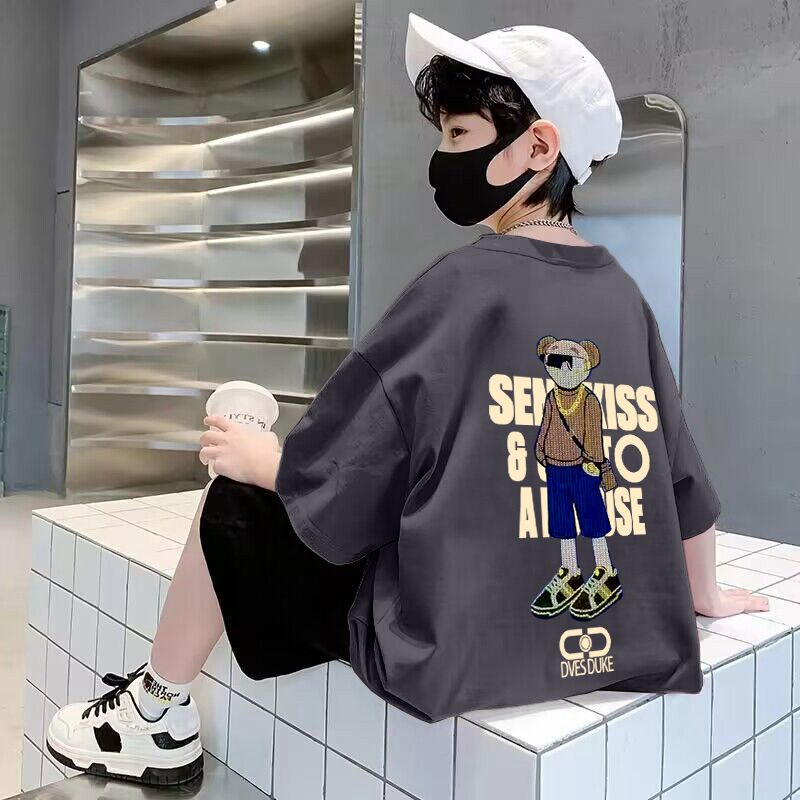 【100%纯棉】儿童T恤短袖2025年夏季新款中大童男童夏款男孩半袖潮T