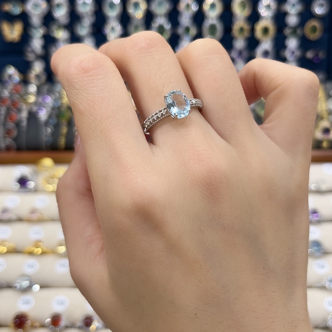 托帕石女款银S925镶嵌汤***爱戒指17