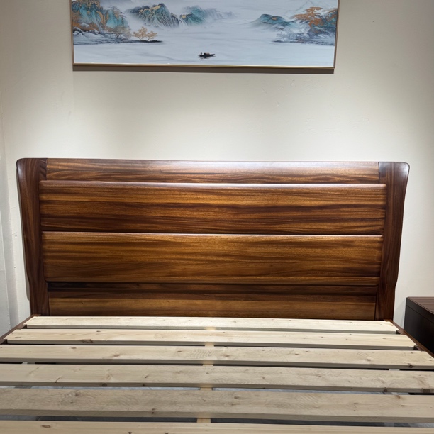 琥珀木实木家具实木床家具双人床婚床1.8米主卧床宋氏美学家具