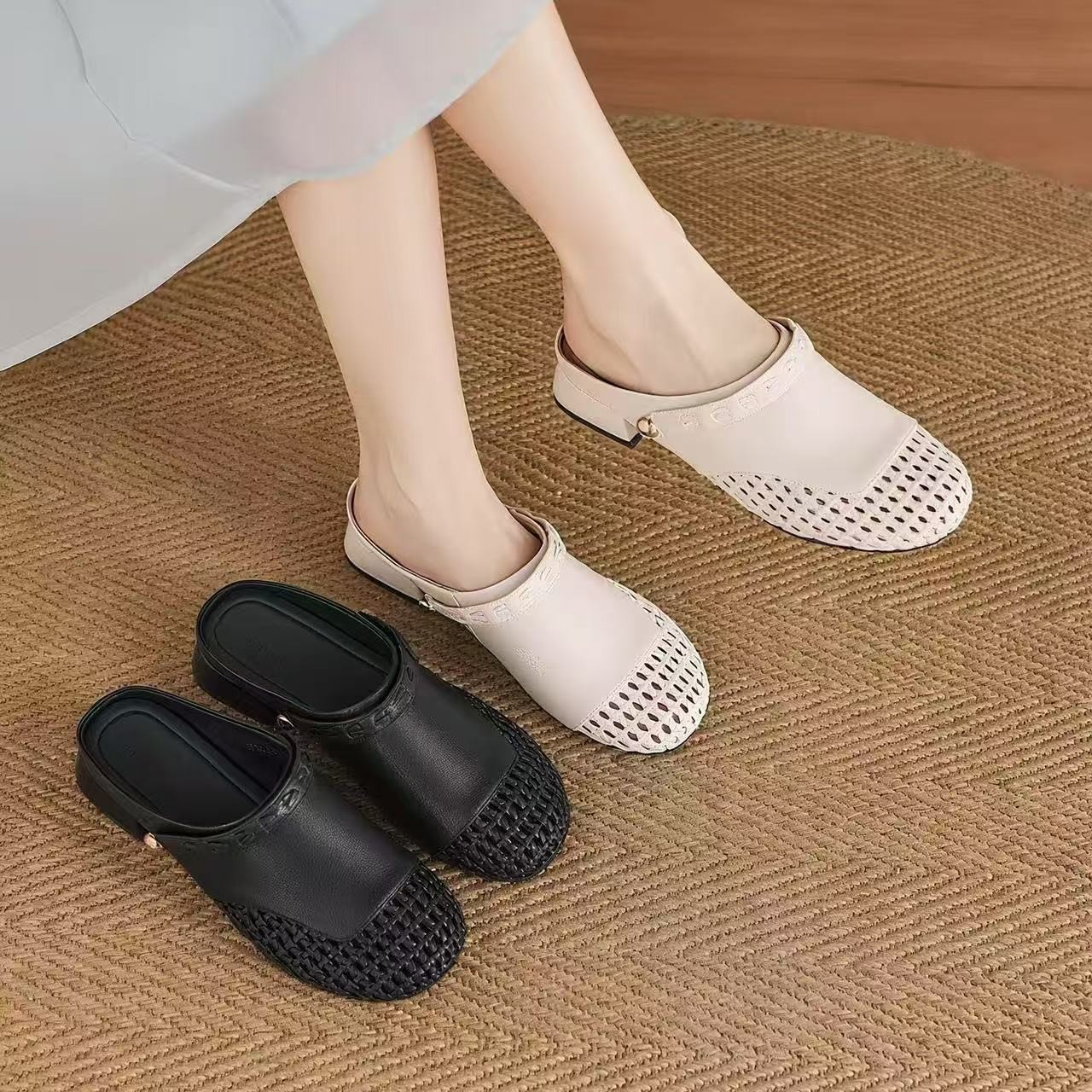 DFXX包头透气夏季新款懒人拖鞋女外百搭网红增高外穿拖鞋舒适凉拖