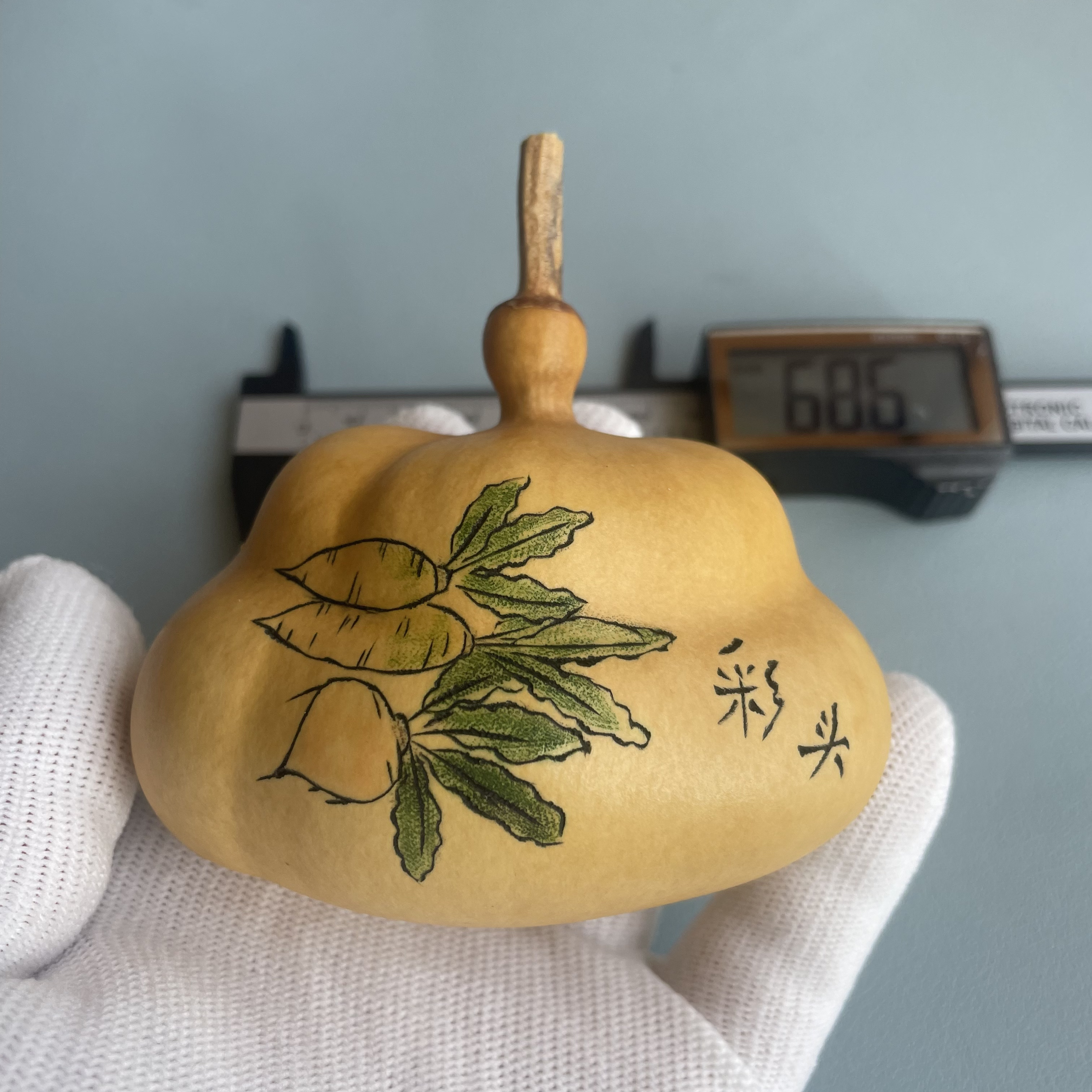 墨刻彩绘钱袋子葫芦，大厚皮赔钱